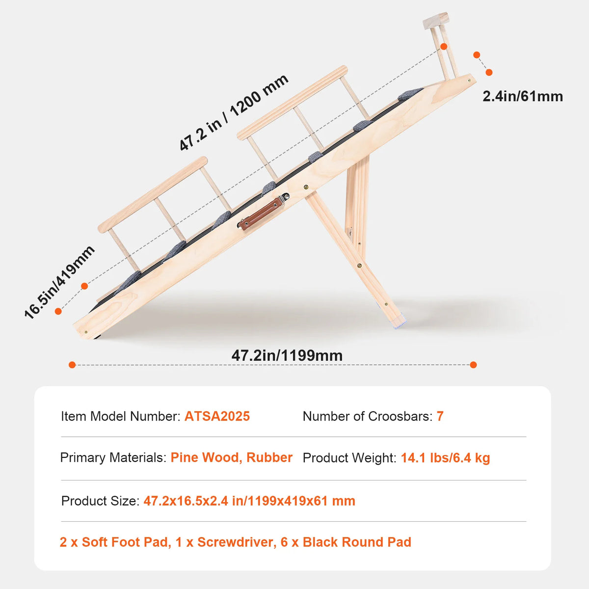 SucceBuy Adjustable Folding Wooden Dog Ramp With Anti Slip Design
