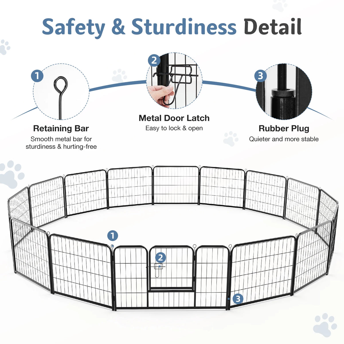 JHK Foldable Metal Dog Playpen Heavy Duty Pet Fence