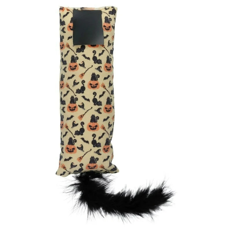 Halloween Cat Kicker Toy With Feather And Pumpkin Design