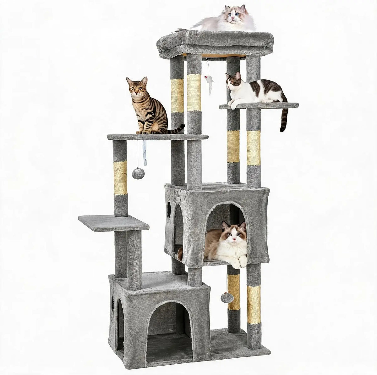 Tacleekii Premium Multi Level Indoor Cat Tower With Sisal Scratcher