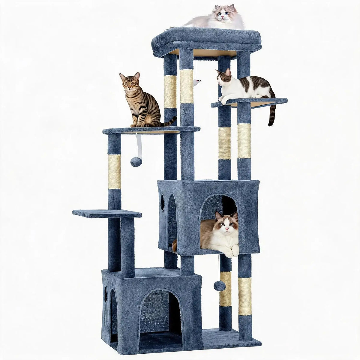 Tacleekii Premium Multi Level Indoor Cat Tower With Sisal Scratcher