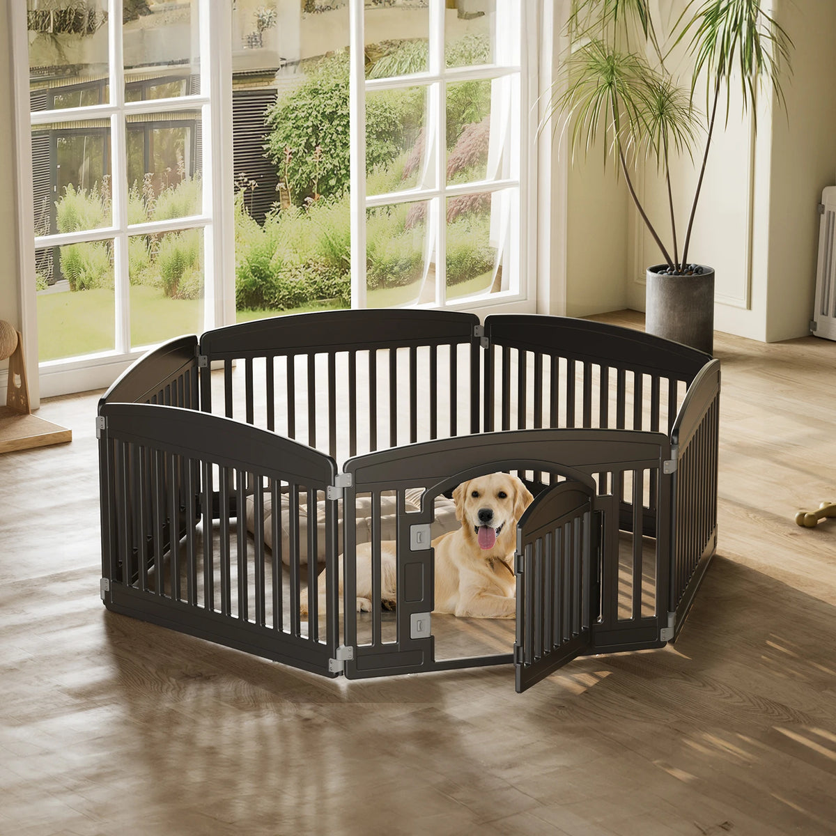 JHK Plastic Expandable 6-Panel Dog Fence for Medium Pets