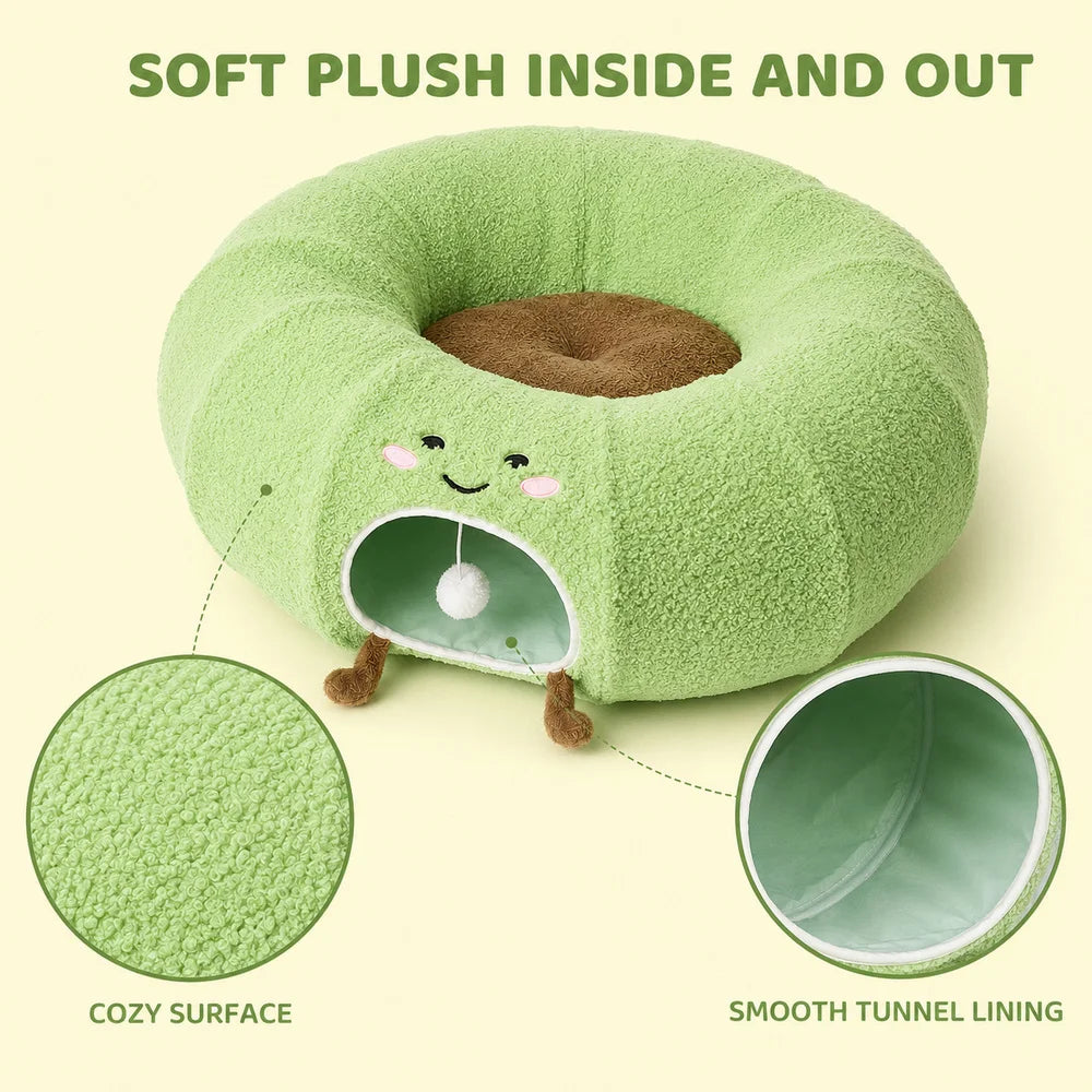 Convertible Cat Tunnel Bed With Removable Cushion And Play Tunnel