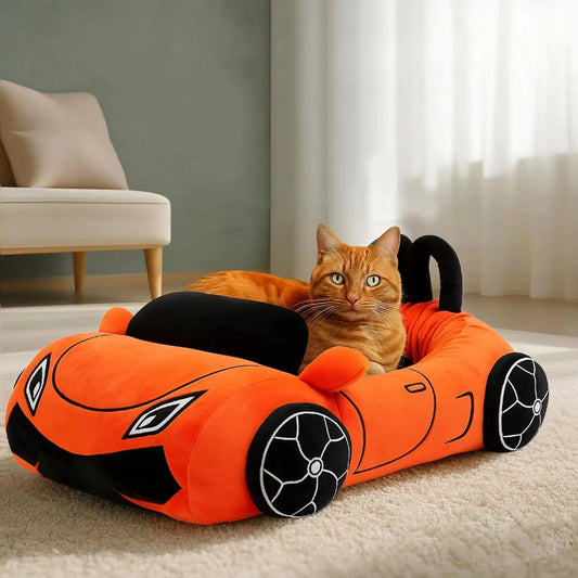 CWV Soft Supercar Style Cat Bed With Plush Coral Fleece