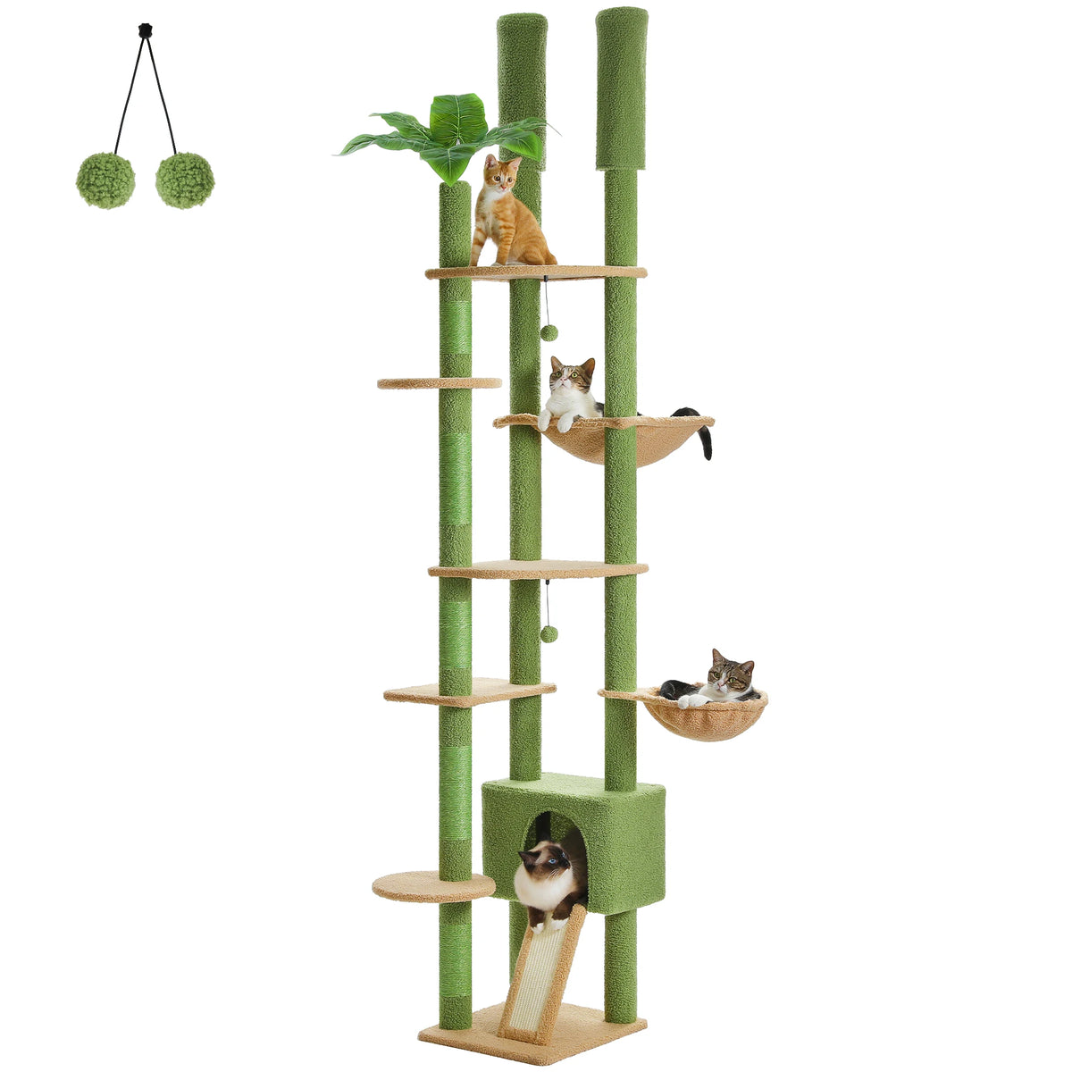 PAWZ Road Height Adjustable Wooden Floor To Ceiling Cat Tower