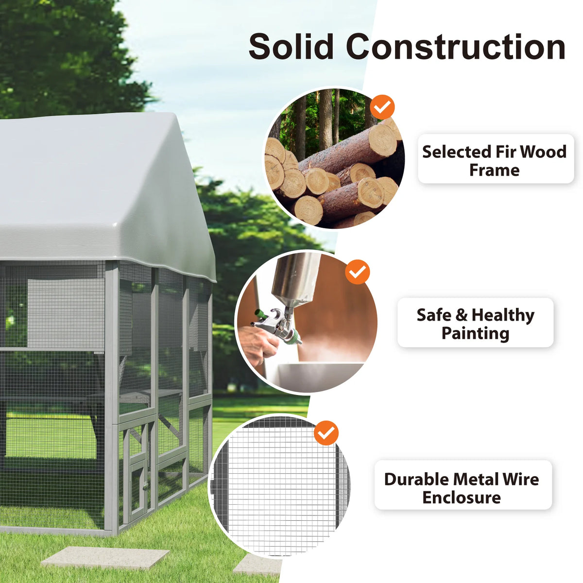Outdoor Cat Enclosure With Tiered Platforms And Weather Resistant Cover