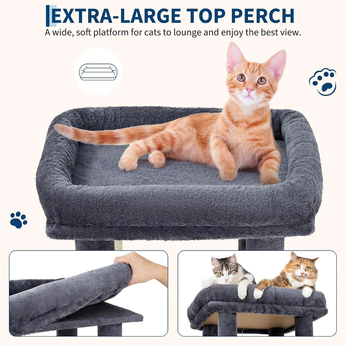 Tacleekii Premium Multi Level Indoor Cat Tower With Sisal Scratcher