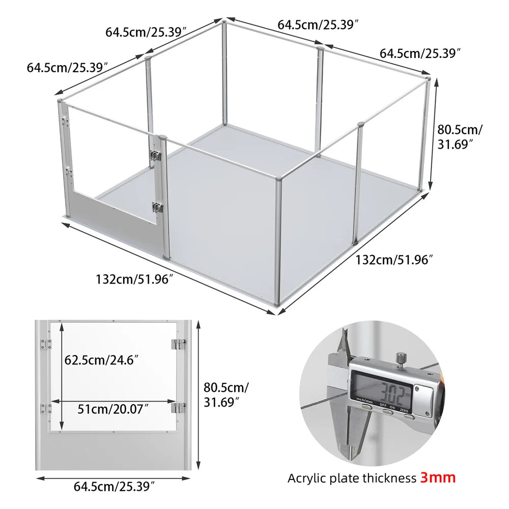 Borwart Acrylic Dog Playpen Transparent Indoor Pet Enclosure