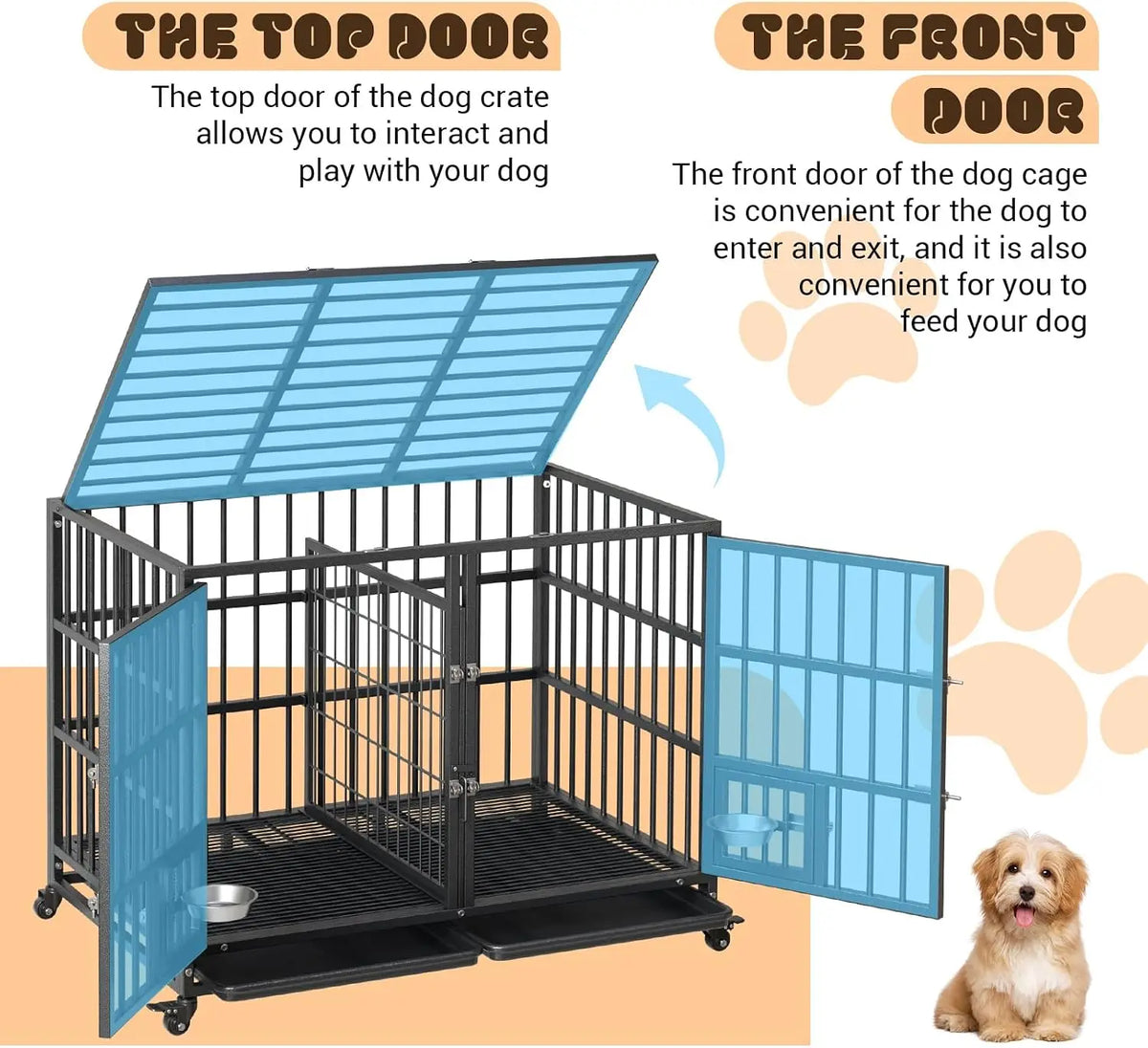Anixol Heavy Duty Metal Dog Crate With Secure Locking Wheels