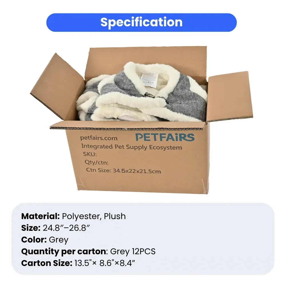 Winter Fleece Lined Dog Harness Vest With Metal Buckle
