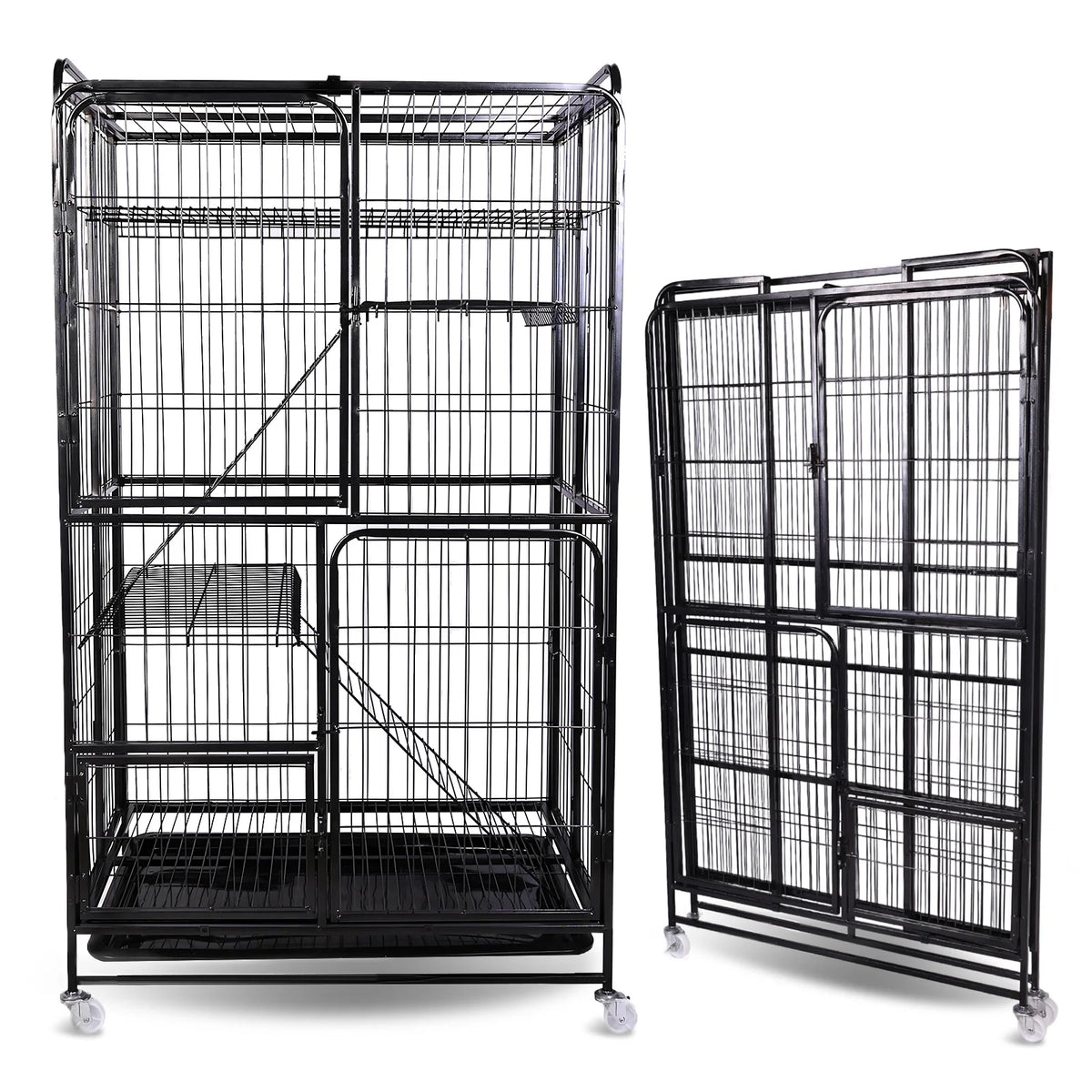Atuin Four Tier Metal Cat Cage With Wheels And Tray