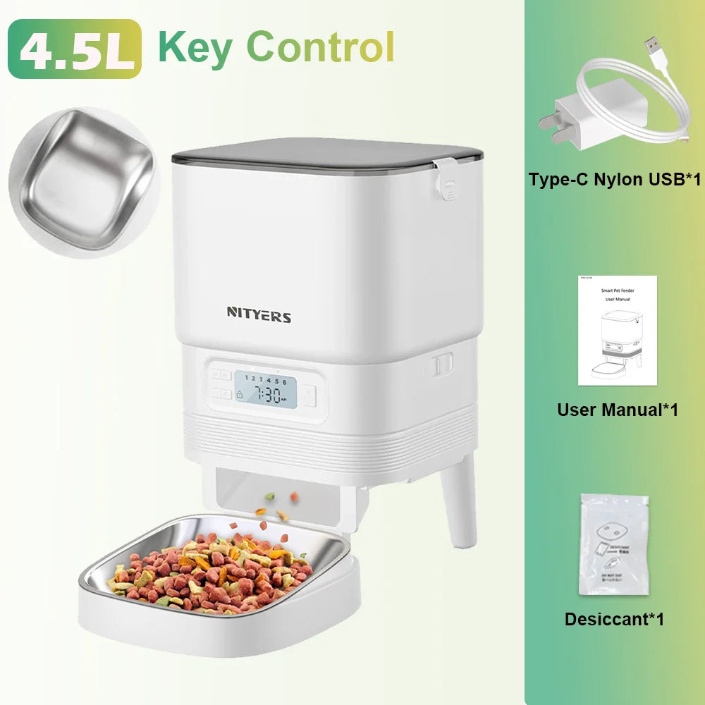 Nityers Automatic Pet Feeder With Stainless Steel And Voice Recorder