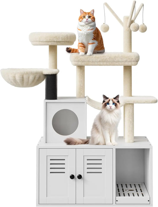 Tacleekii Modern Cat Tree With Integrated Litter Box