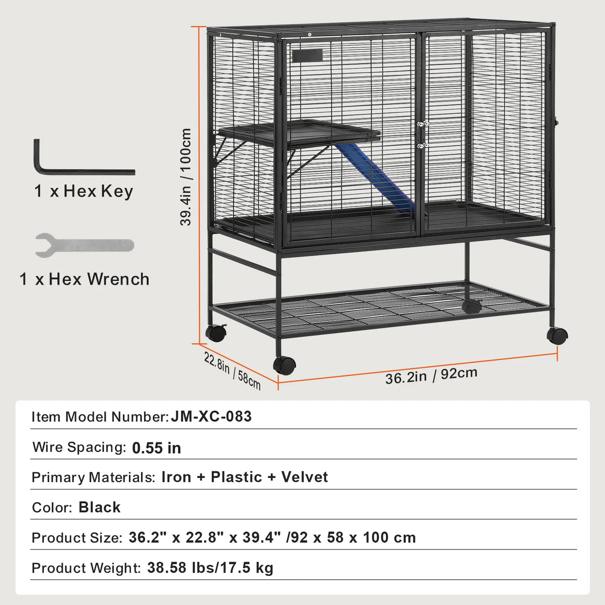 Four Tier Metal Rolling Small Animal Cage For Ferrets Rats