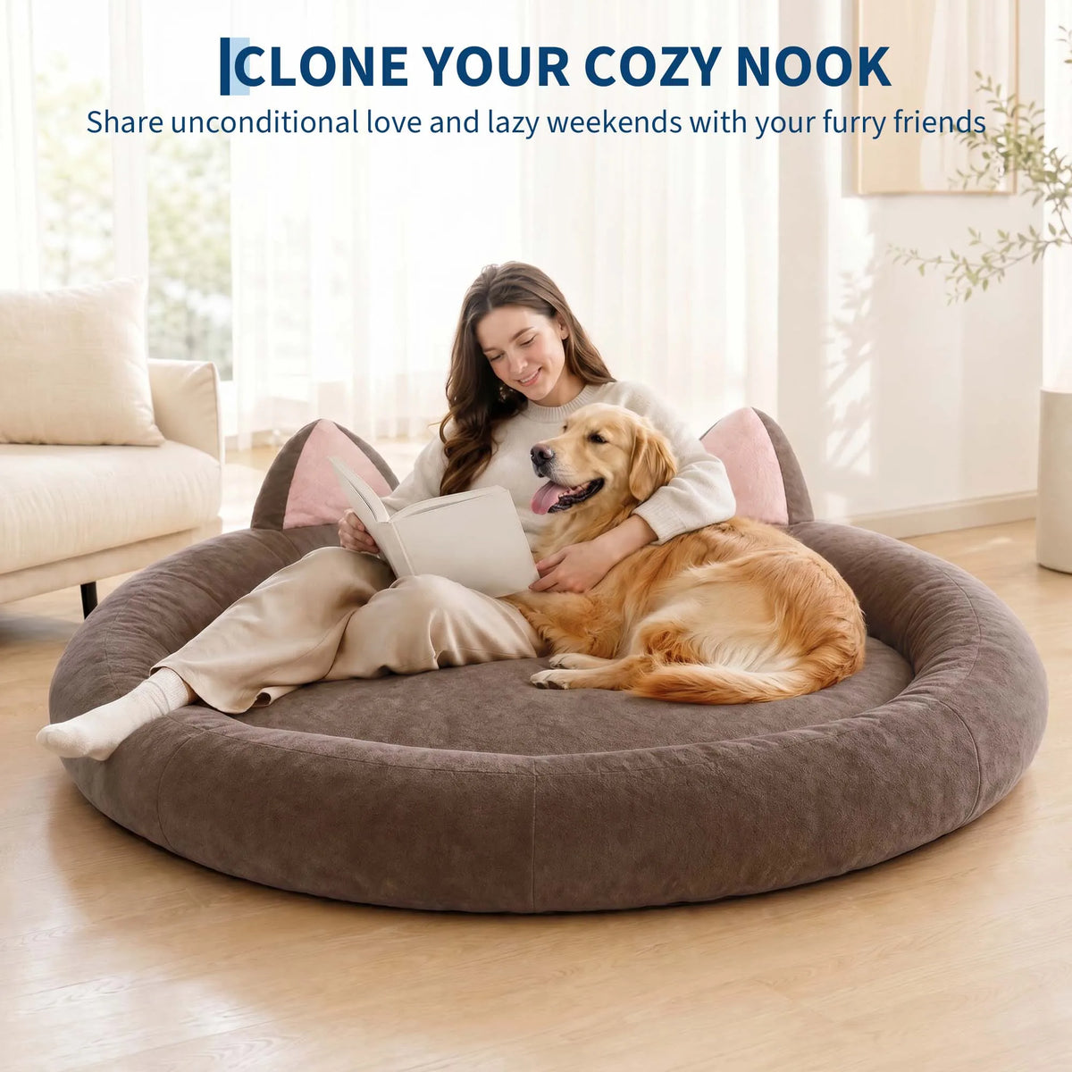 Orthopedic Memory Foam Round Dog Bed With Supportive Bolster Cushions