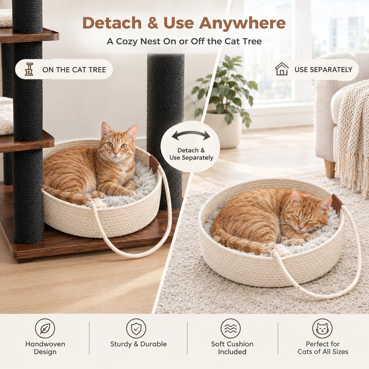 PAWZ Road Cat Tower With Bed And Cotton Rope Posts