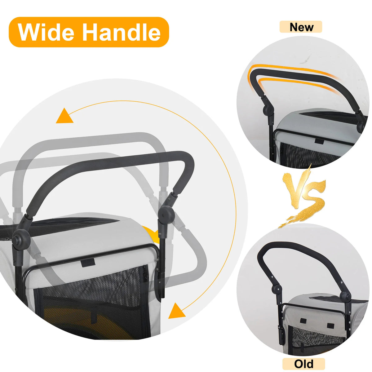 Portable Foldable Pet Travel Stroller With Adjustable Handle Safety Leash