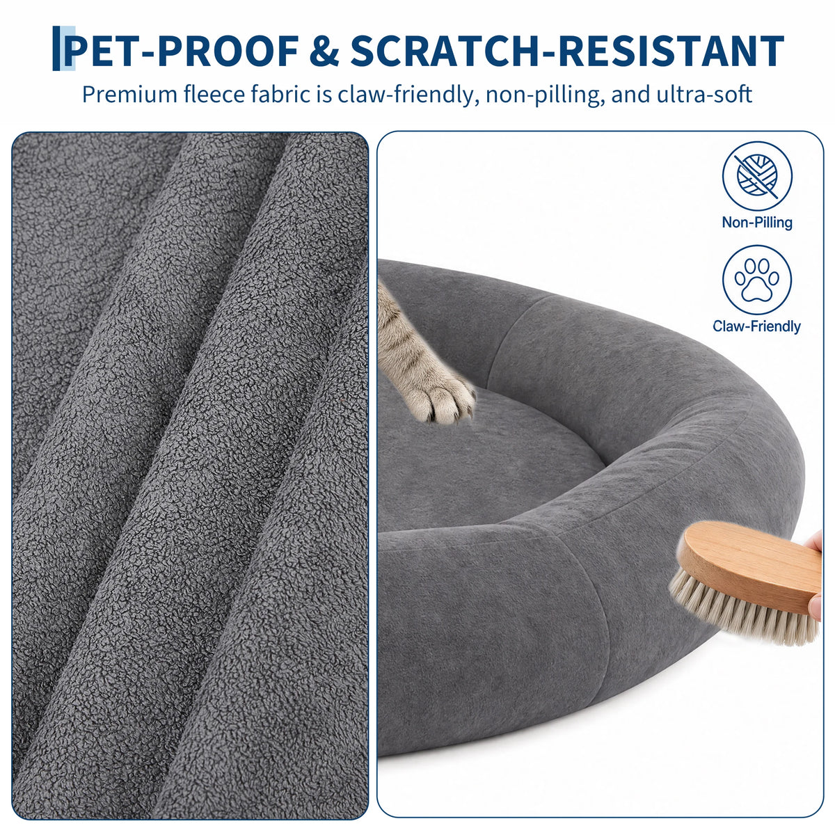 Orthopedic Memory Foam Round Dog Bed With Supportive Bolster Cushions