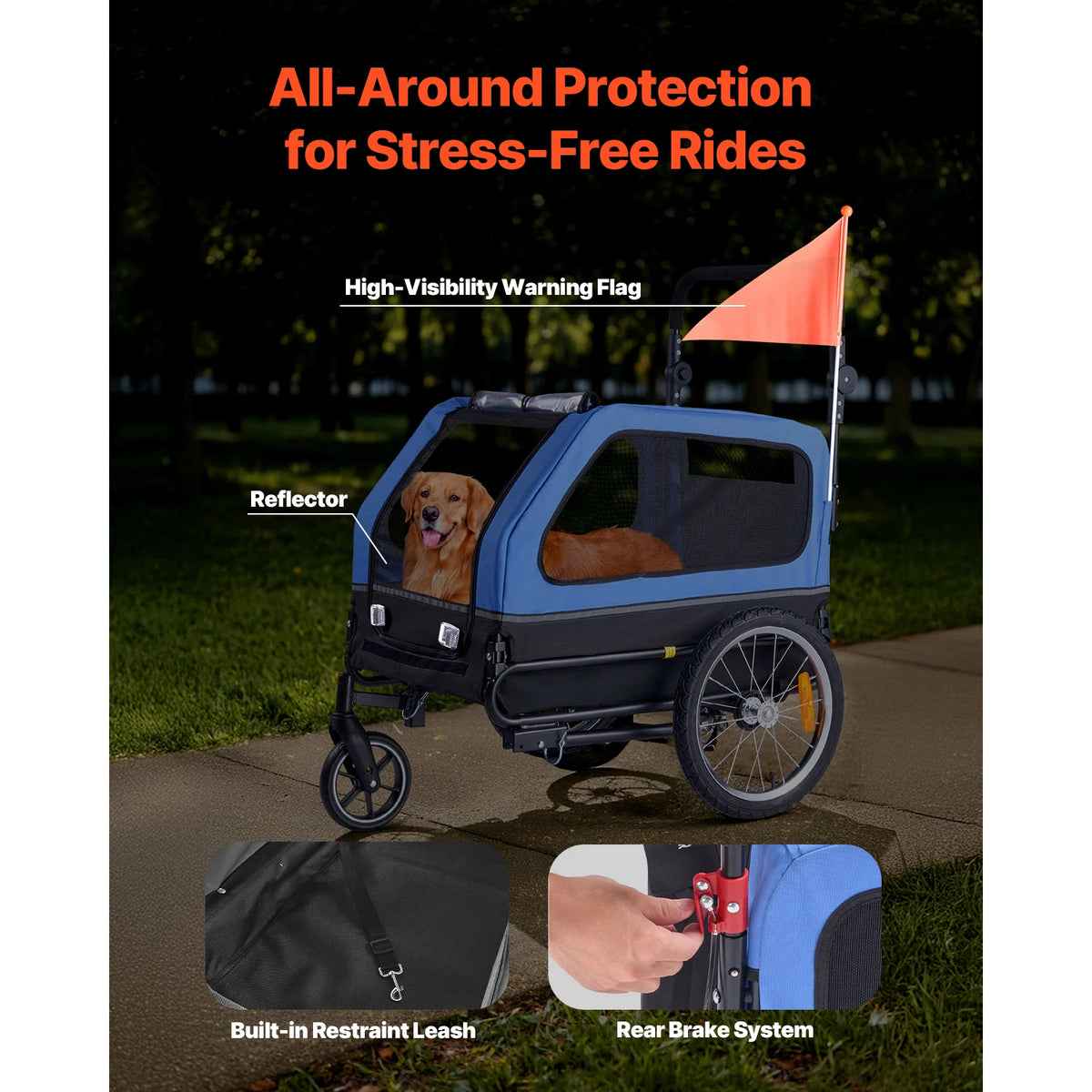Secure Bicycle Trailer And Versatile Two In One Pet Stroller