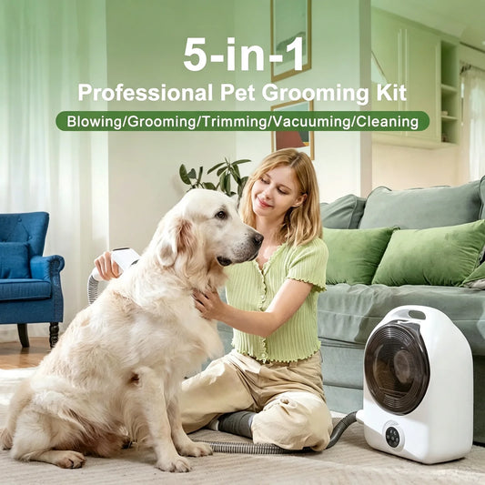 Professional 5 In 1 Pet Grooming Vacuum Dog Hair Trimmer
