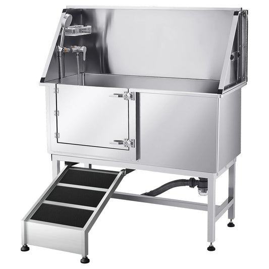SucceBuy Stainless Steel Pet Grooming Tub With Faucet And Shower