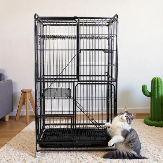 Atuin Four Tier Metal Cat Cage With Wheels And Tray