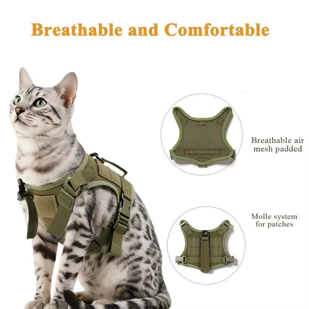 Petavel Tactical Adjustable Escape Proof Cat Harness With Leash Set