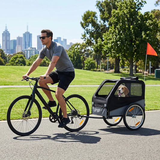 Heavy Duty Foldable Steel Frame Dog Bike Trailer With Reflectors