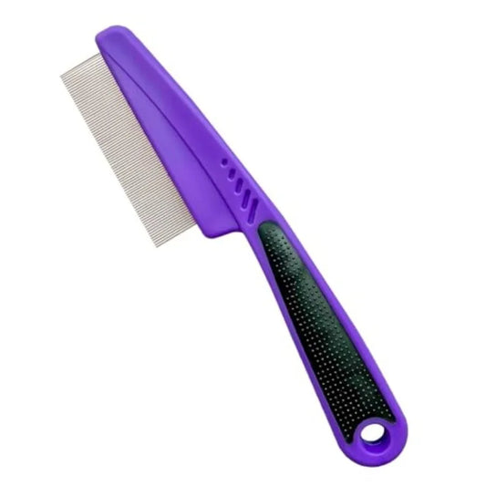 Fine Tooth Flea And Tick Comb With Comfortable Rubber Handle