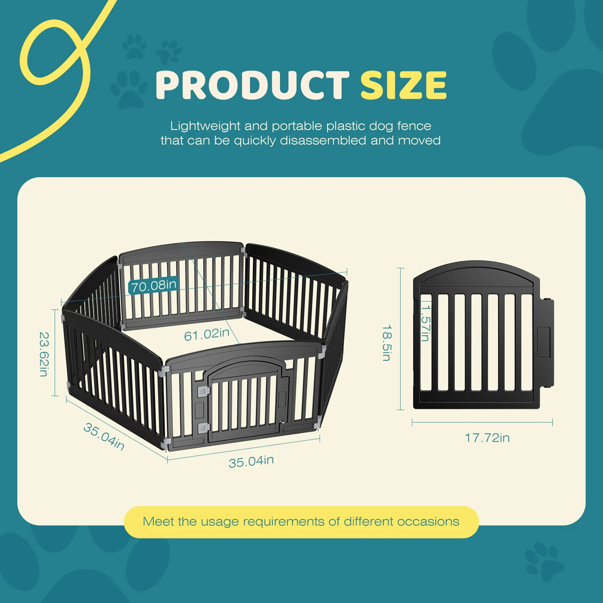 JHK Plastic Expandable 6-Panel Dog Fence for Medium Pets