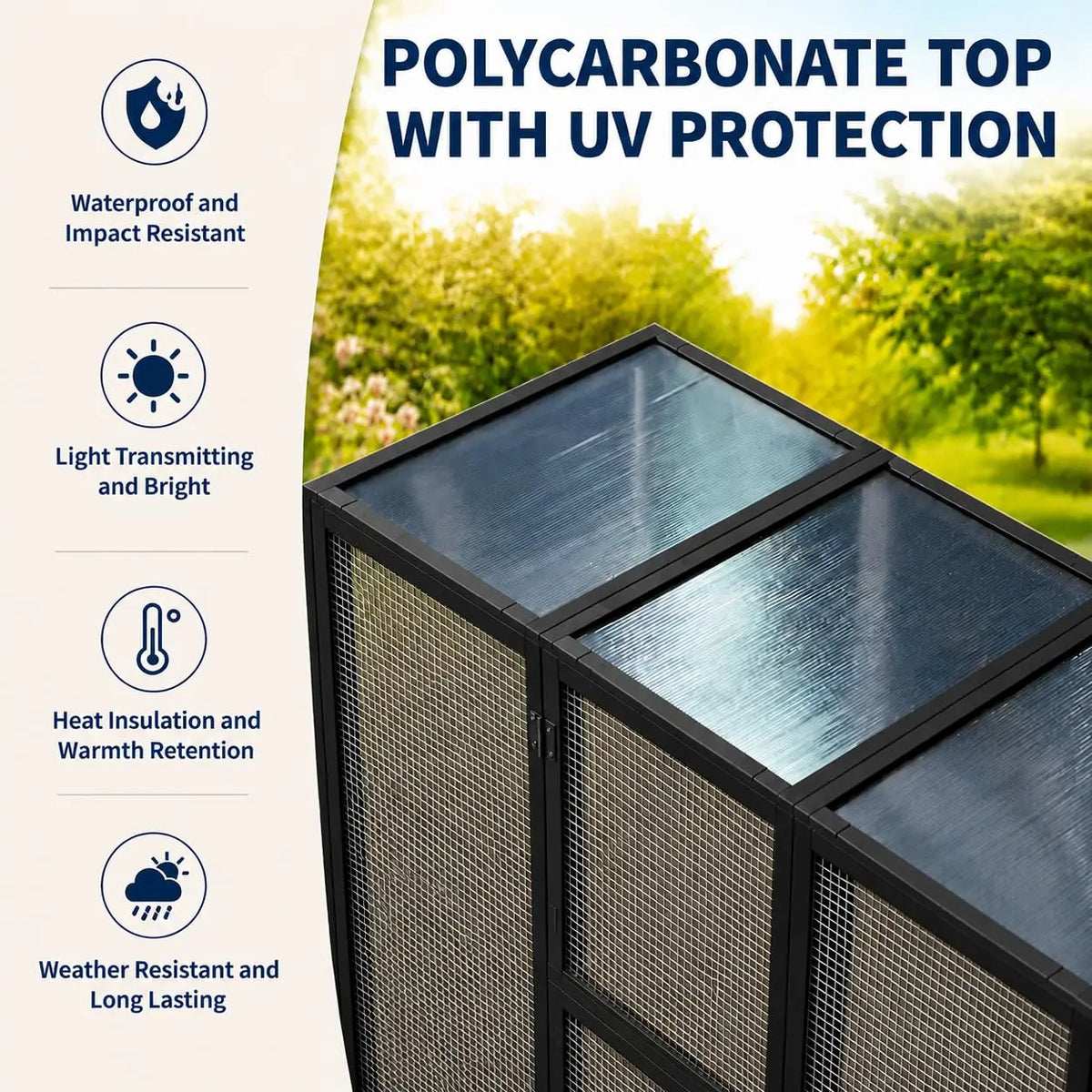 HiMISS Wooden Outdoor Catio Cat Enclosure With UV Roof