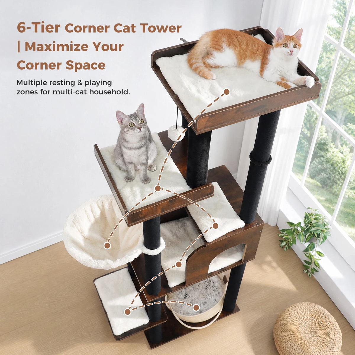 PAWZ Road Cat Tower With Bed And Cotton Rope Posts