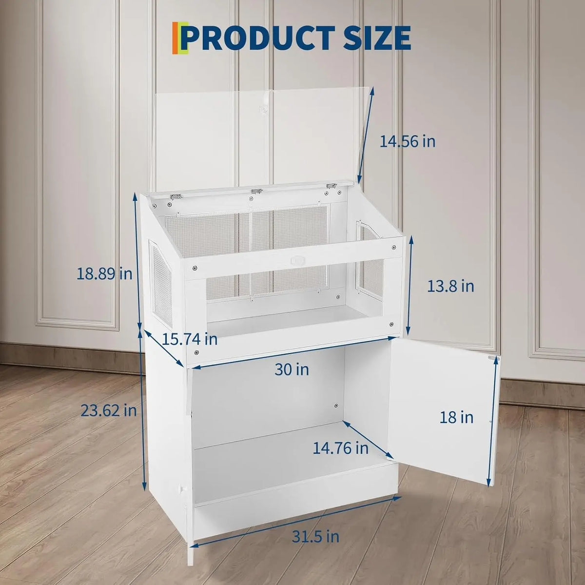 HiMISS Acrylic Small Animal Cage With Wood Storage Cabinet