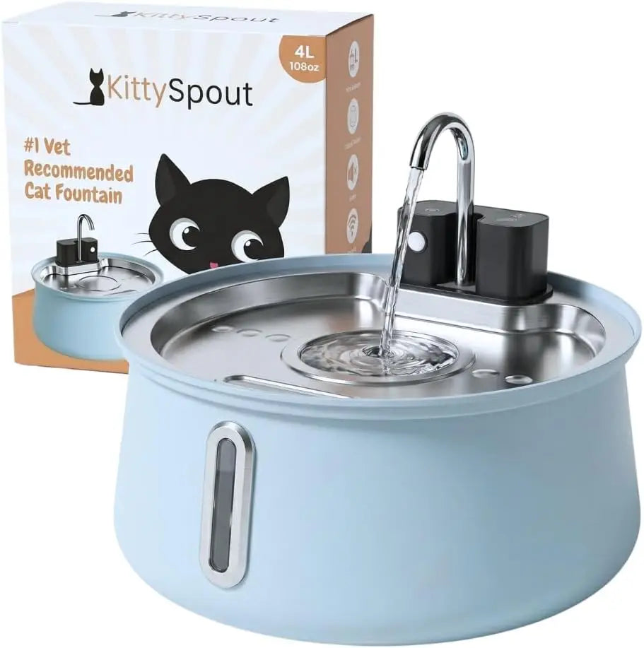 KittySpout Wireless Stainless Steel Cat Pet Drinking Water Fountain
