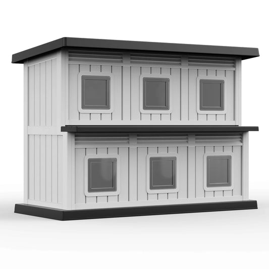 Weatherproof Dual Level Cat House For Indoor And Outdoor Use