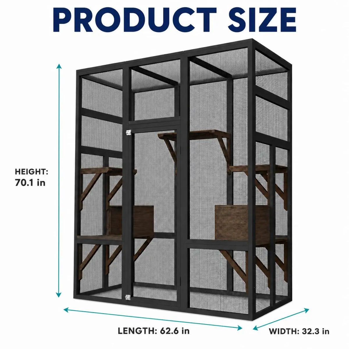 HiMISS Wooden Outdoor Catio Cat Enclosure With UV Roof