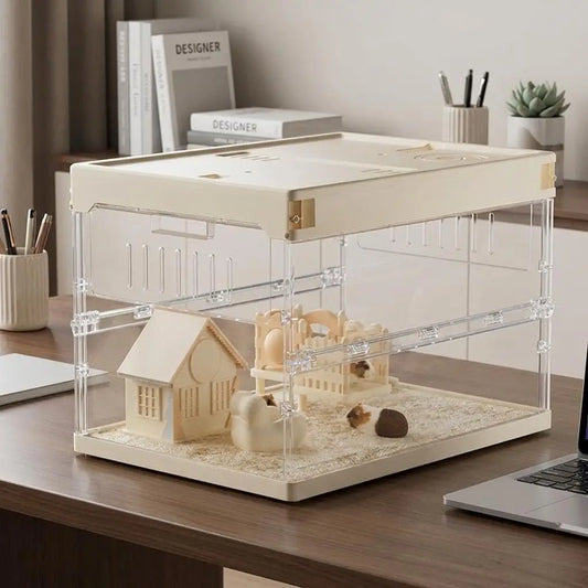 MeterMall Acrylic Hamster Guinea Pig Cage Starter Kit With Wheel Bottle