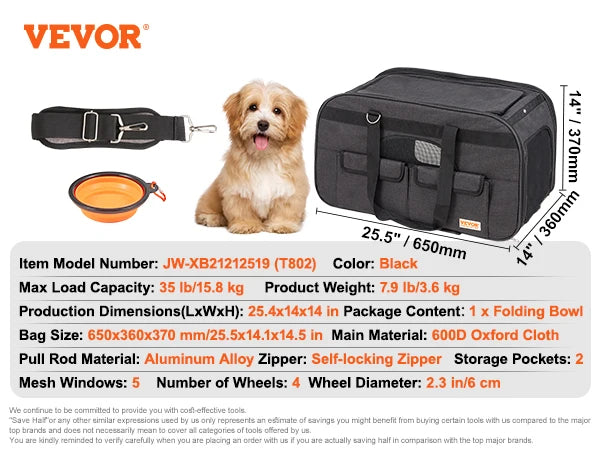 Wheeled Pet Carrier Backpack With Telescopic Handle And Shoulder Strap
