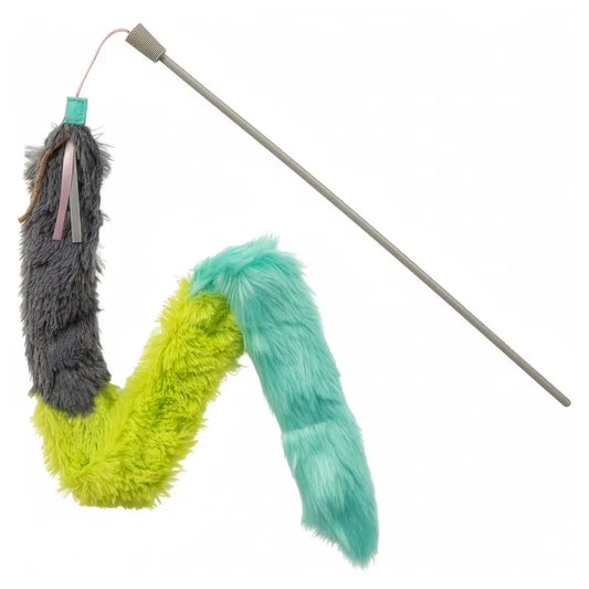 Premium Breakaway Plush Cat Wand Toy With Decorative Ribbons
