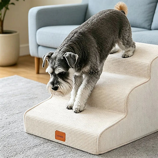 Curved Pet Stairs High Density Foam Ramp With Washable Cover