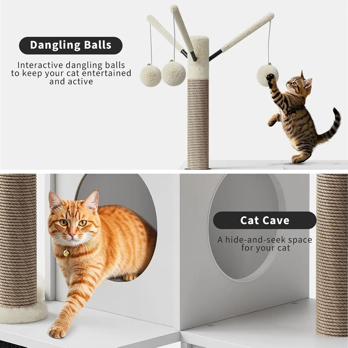 Garvee Indoor Cat Tree Tower With Hidden Litter Cabinet