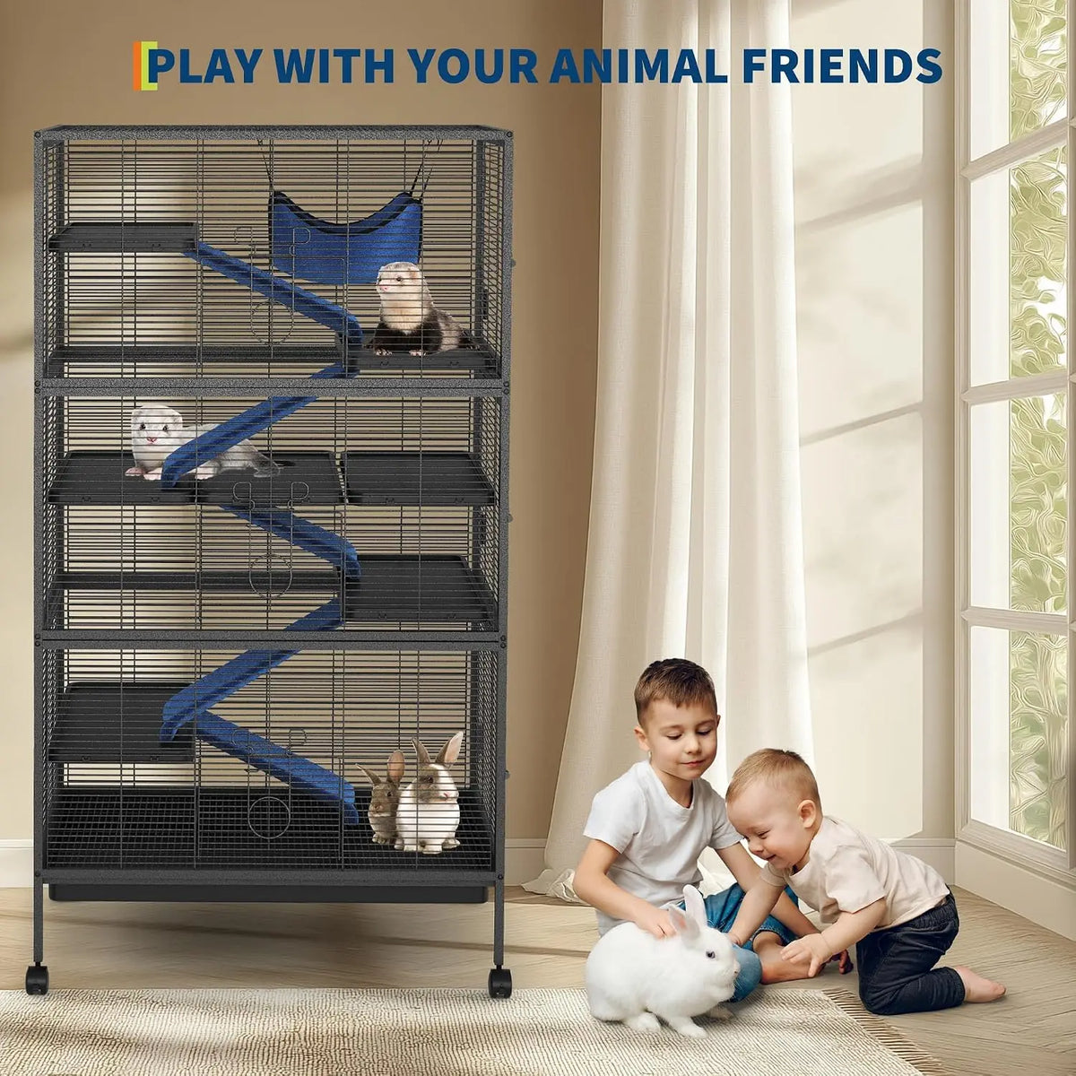 Twister Multi Level Small Animal Cage With Hammock And Shelves