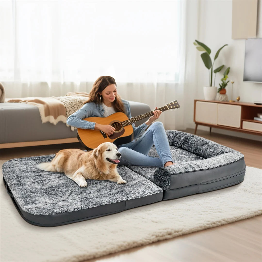 BINGOPAW Foldable Orthopedic Giant Dog Bed With Plush Cover
