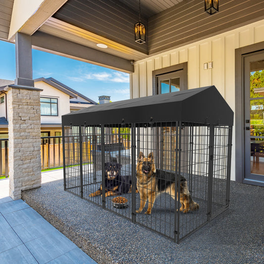 Bingopaw Outdoor Dog Kennel With Galvanized Wire And Waterproof Cover