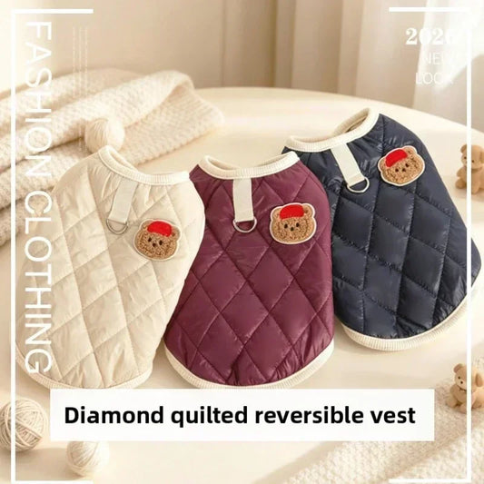 Reversible Quilted Dog Vest Warm Windproof Winter Clothing