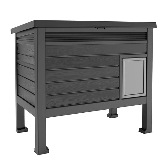 Weatherproof Resin Elevated Outdoor Cat Shelter With Openable Roof