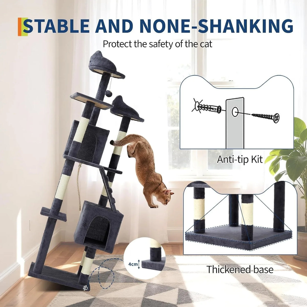 Premium Multi Cat Tower Featuring Sisal Scratching Posts And Condos