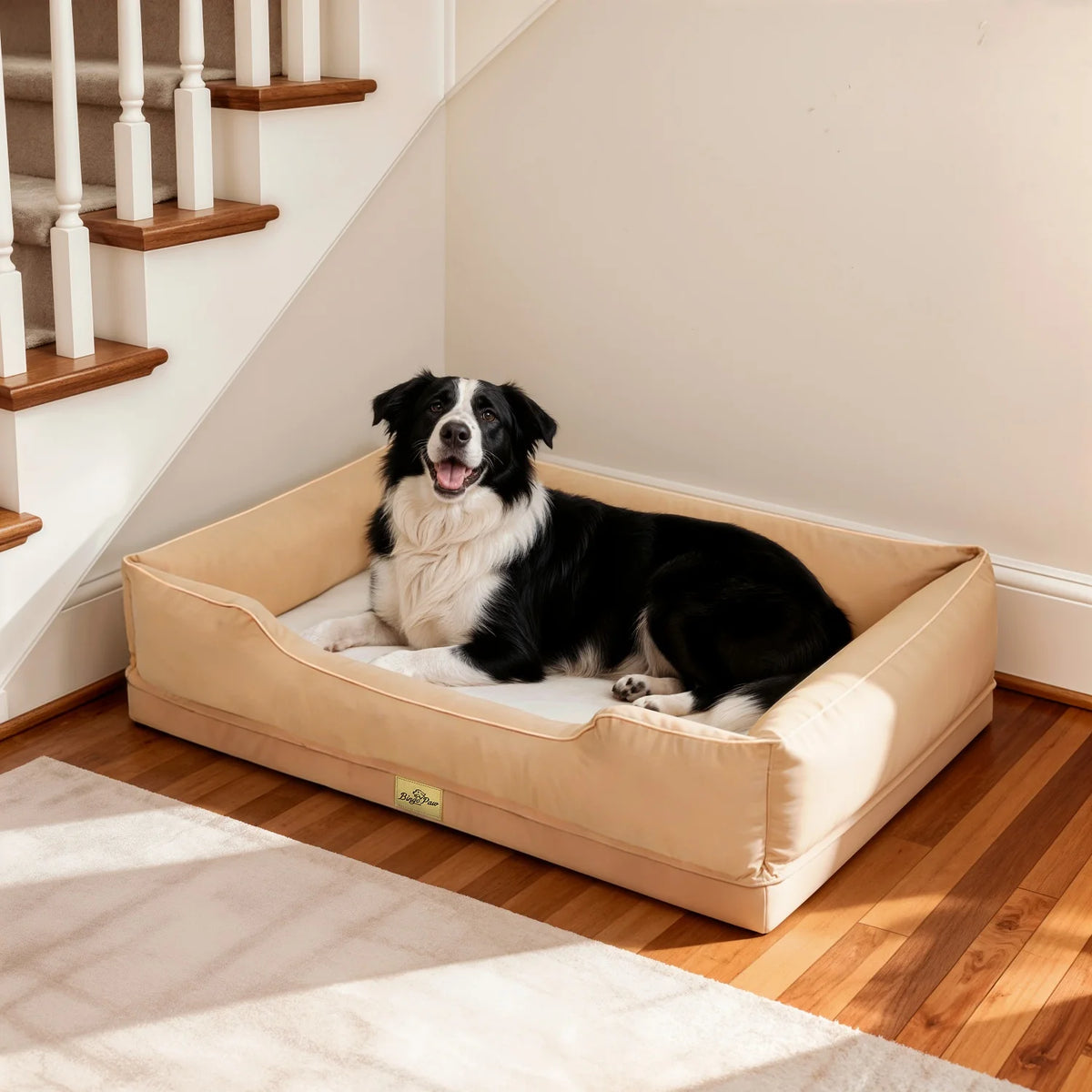 Bingopaw Orthopedic Faux Fur Dog Bed With Waterproof Bolster Lining