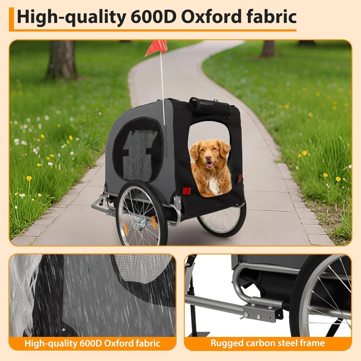 HiMiss Dog Bike Trailer And Jogging Stroller With Waterproof Frame