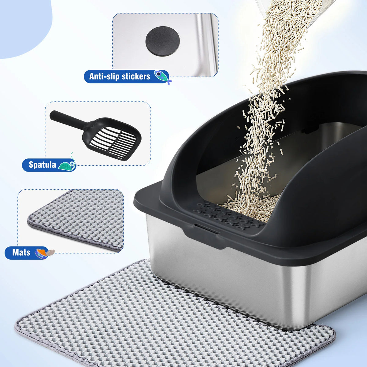 Stainless Steel Cat Litter Box With Lid For Quick Easy Cleaning